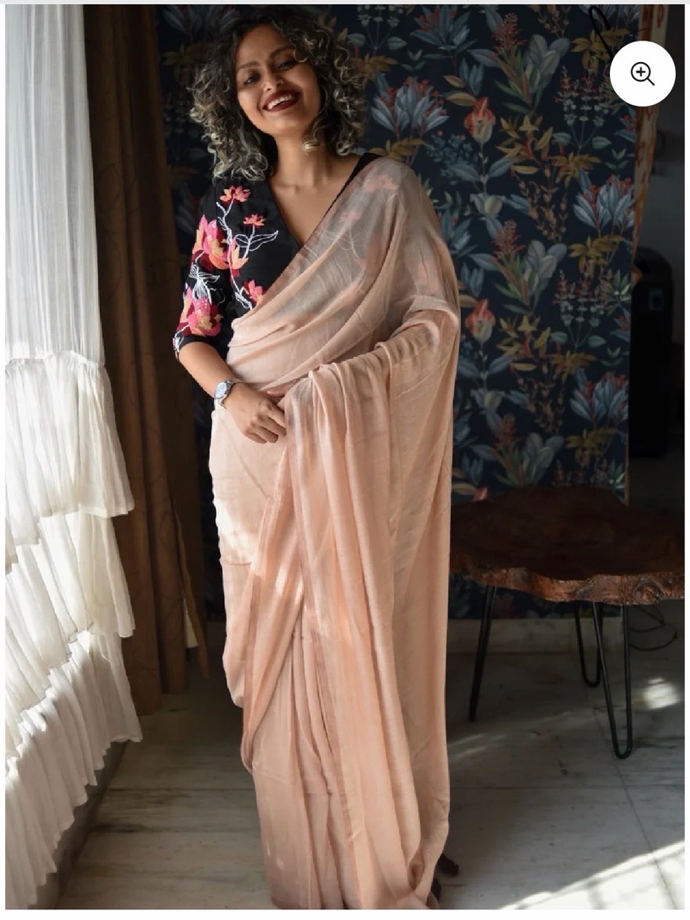 Elegant Peach mulmul cotton Saree